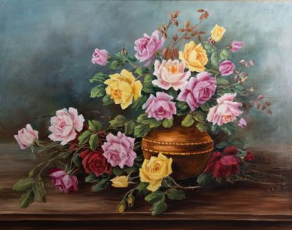 École française vers 1900, monogramme A.M.C
Bouquet...