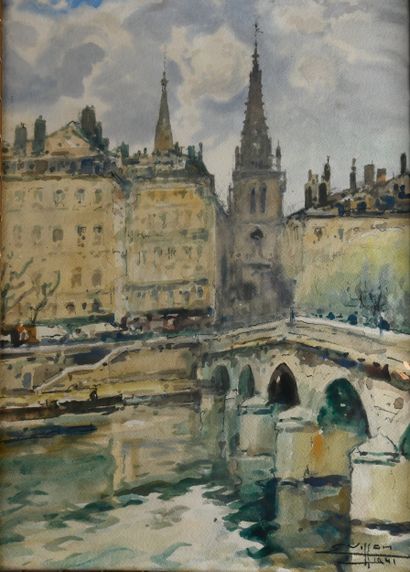 Eugène VILLON (1879-1951)
Lyon, the Saône...