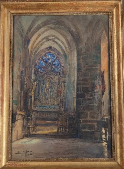Eugène VILLON (1879-1951)
Intérieur d’église,...