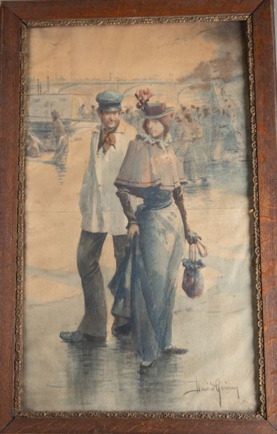 David GIRIN (1848-1917)
Lyon, gallant scene...