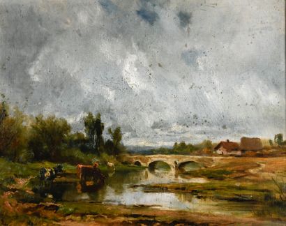 Théodore LEVIGNE (1848-1912)
Vaches près...