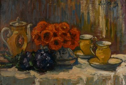 Léo TAUTY (1889-1970)
Tea and bouquets
Oil...