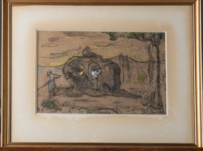 François VERNAY (1821-1896)
Harvest 
Pastel...
