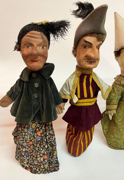 Set of 4 theater puppets. Guignol, professional...