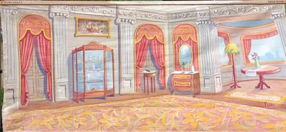 OLDRA 
Painted theatrical décor depicting...