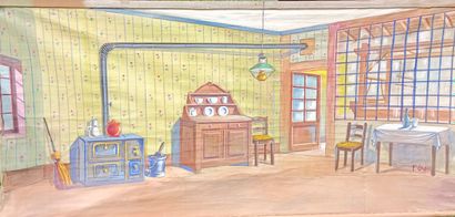 OLDRA 
Painted theatrical décor depicting...