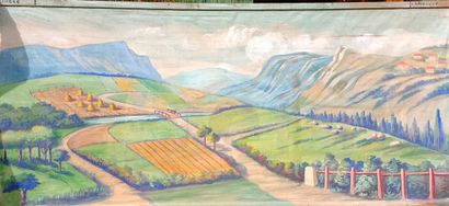 GUIGNOL 
Reunion of backdrop canvases, including...