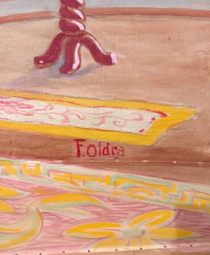 OLDRA 
Painted theatrical décor depicting...