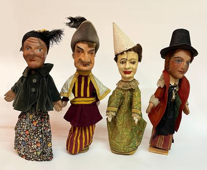 Set of 4 theater puppets. Guignol, professional...
