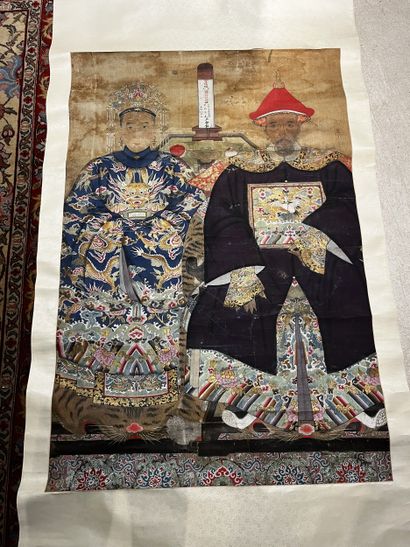 Peinture d’ancêtres en rouleau à l’encre...