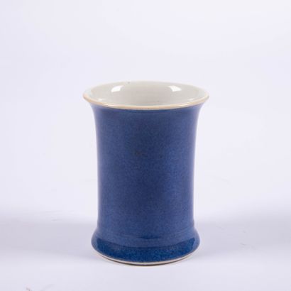 Petit vase en porcelaine bleu poudré et décor...