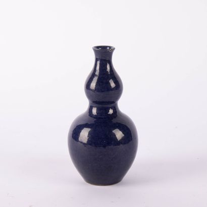 Petit vase double gourde en porcelaine monochrome...