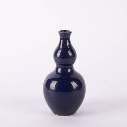 Petit vase double gourde en porcelaine monochrome...