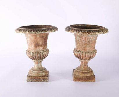 Paire de vases médicis en fonte de forme...