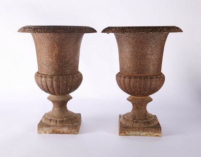 Paire de vases médicis en fonte de forme...