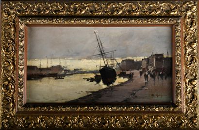 Emile GODCHAUX (1986-1938)
Port at dusk,...