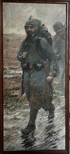 Paul BÉAT (1874-1945)
Poilus en marche, souriants,...
