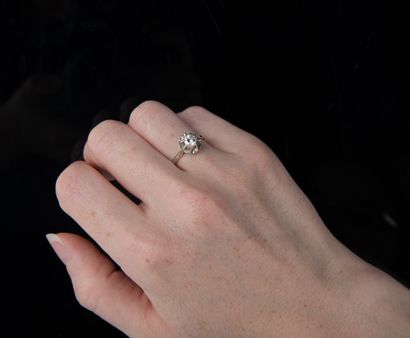 Sun-set solitaire ring with a half-cut diamond
approximately...