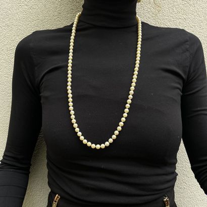 Freshwater cultured pearl necklace with 18K...
