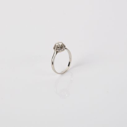 Sun-set solitaire ring with a half-cut diamond
approximately...