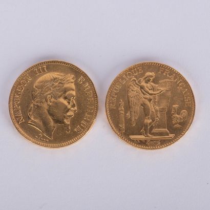 2 pièces de 100 FF or 
1881 et Napoléon III...