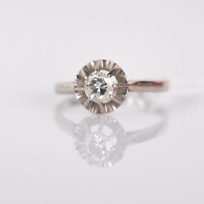 Sun-set solitaire ring with a half-cut diamond
approximately...