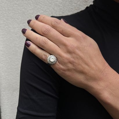 Rosette ring, set in platinum and
18 K (750°/00...