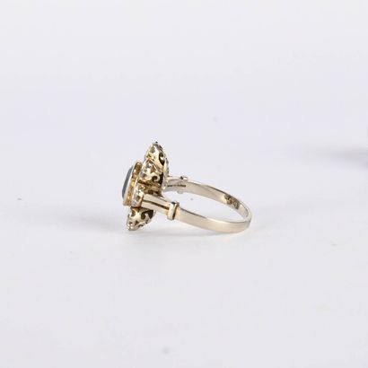 Daisy ring in 18K (750°/00 ) white gold set...