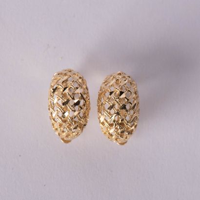 Pair of openwork half-creoles set in 14 K...