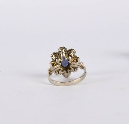 Daisy ring in 18K (750°/00 ) white gold set...