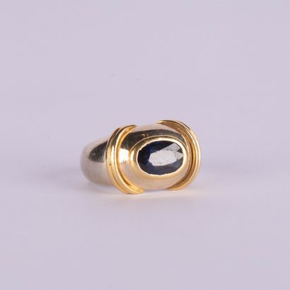 Ring in 18K (750°/00 ) two-tone gold, centered...