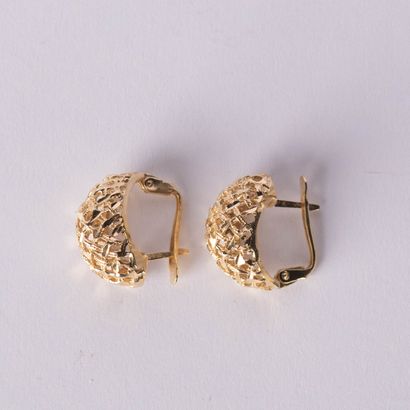 Pair of openwork half-creoles set in 14 K...