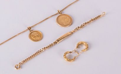 Lot in 18 K yellow gold (750°/00 ) consisting...