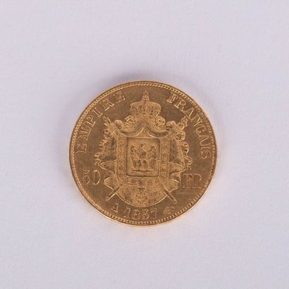 1 pièce 50 FF or
Napoléon III de 1857 
(16,2...