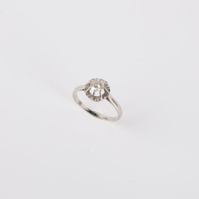 Sun-set solitaire ring with a half-cut diamond
approximately...