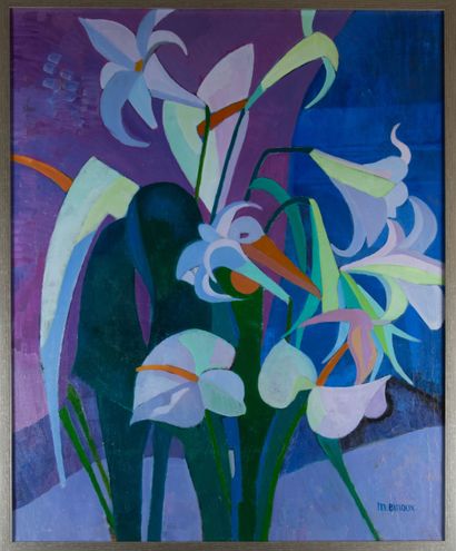 Mireille BINOUX (1929-2014) 
Les lys blancs...
