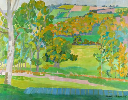 Mireille BINOUX (1929-2014) 
Paysage du Morvan...