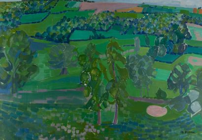 Mireille BINOUX (1929-2014) 
Paysage du Morvan,...