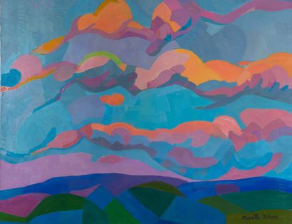 Mireille BINOUX (1929-2014) 
Nuages roses
Huile...