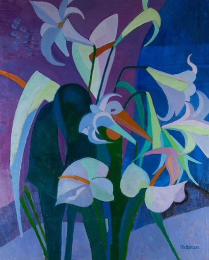 Mireille BINOUX (1929-2014) 
Les lys blancs...