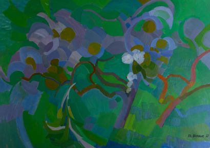 Mireille BINOUX (1929-2014) 
Paysage au poirier,...