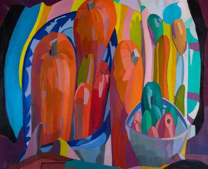 Mireille BINOUX (1929-2014) 
Courges au miroir...