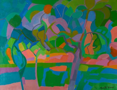 Mireille BINOUX (1929-2014) 
Paysage au poirier...