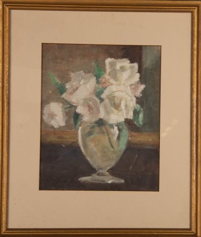 Ecole du XXème siècle
Bouquet de roses blanches
Huile...
