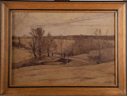 E.JOURDAN (XXème siècle)
Passerelle, paysage...