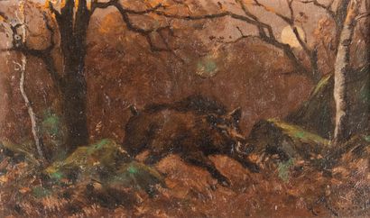 Henri LINGUET (1881-1914) 
Sanglier jaillissant...