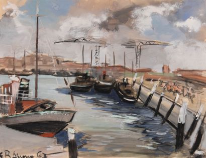 B. AMOUX ( XXème siècle)
Le port
Gouache...