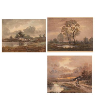 Lucien ROYER (XXe siècle)
Paysages lacustres
Trois...