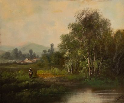 CH BYR ( XXème siècle)
Promeneuse au bord...