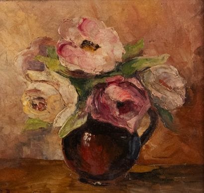 P. BON ( XXème siècle) 
Bouquet de roses...